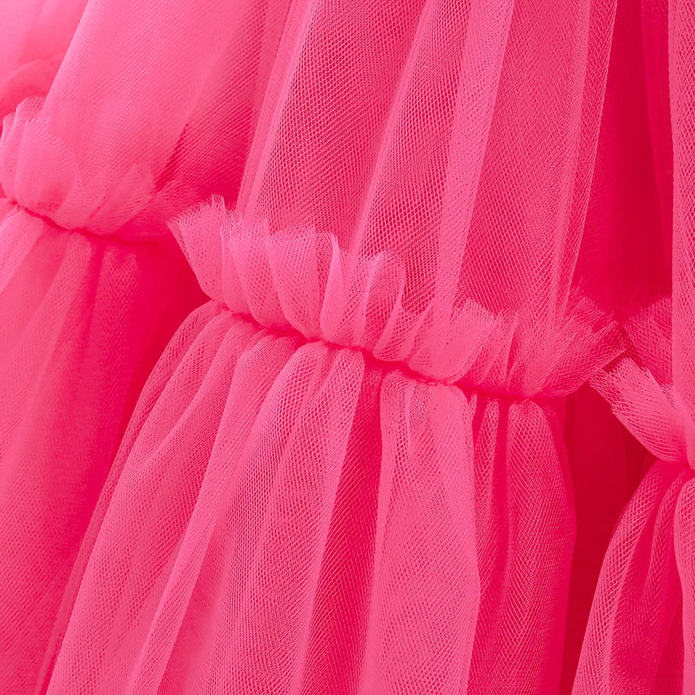 Elegant Tulle Bridesmaids Party Girls Dresses Summer Baptism Birthday Wedding Prom Princess Dress for Girl Christmas Kids Clohes