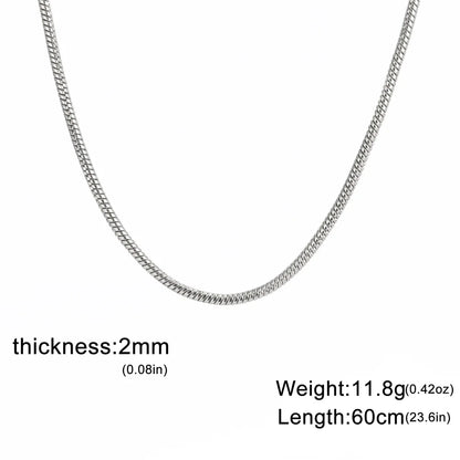 Round Snake Chain Necklace for Women Men Stainless Steel Link Chain 0.9mm 1.2mm 2mm Chains Choker Fashion Jewelry Gifts