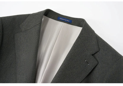100% Wool Mens Suits Set Blazer + Pant Green Luxury Wedding Groom Wear Simple Style Fashion Man Suit Slim Fit Casual Clothes