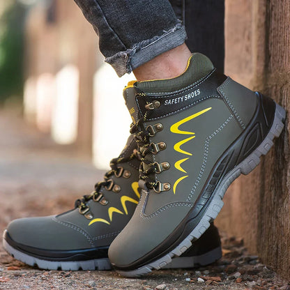 Waterproof Men's Safety Work Boots Steel Toe Shoes Anti Impact And Anti-Puncture Outdoor Adventure Hiking Industrial Boots