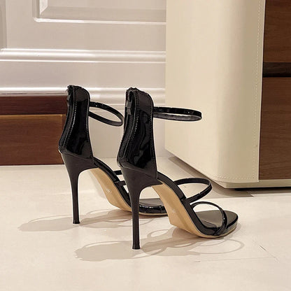 2026 Women's Summer New Sexy Stiletto Heels Sandals Fashion High-quality Banquet Zipper Strap Combination High Heels