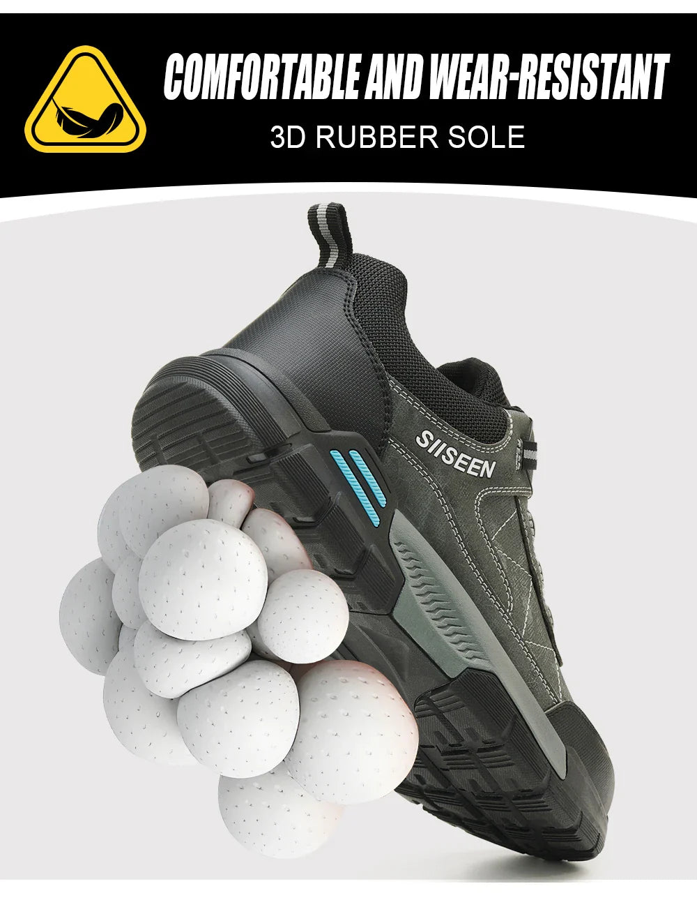 Men's Steel-Toed Safety Shoes With Anti-Crush, Anti-Puncture And Anti-Slip Soles, Fashionable Button Industrial Work Shoes