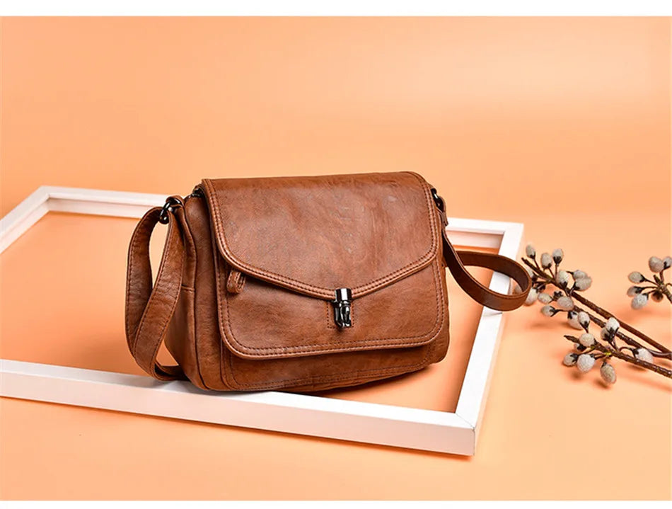 Vintage Soft Leather Femmels' Shoulder Bags Luxury Handbags Women's Packet New Designer Small Crossbody Bag 2024 Sac a Femme