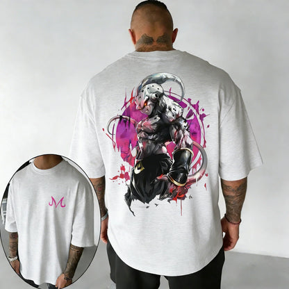 Anime Oversized Cotton T-shirt Summer New Majin Buu Print Neutral Street Hip-hop Loose Casual Short Sleeved Top