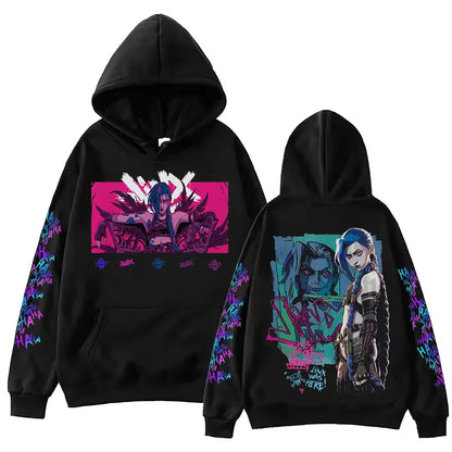 Moletom com capuz de anime Jinx-Arcane Harajuku Hip Hop Pullover Tops Popular Music Sweatshirt Presente para fãs