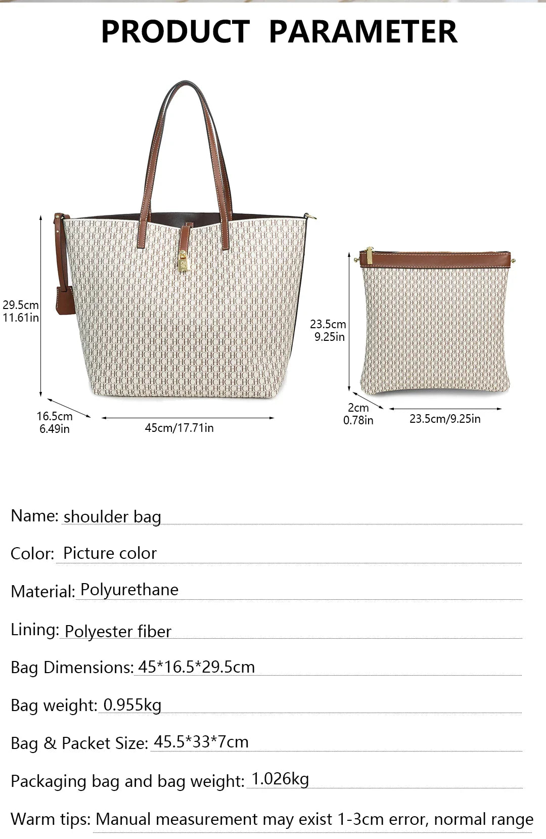 CH Elegante Luxo Leve Prática Com Bolsas Cor Pura Simples Grande Capacidade Casual Resistente Marca Bolsa Feminina Bolsa de Ombro