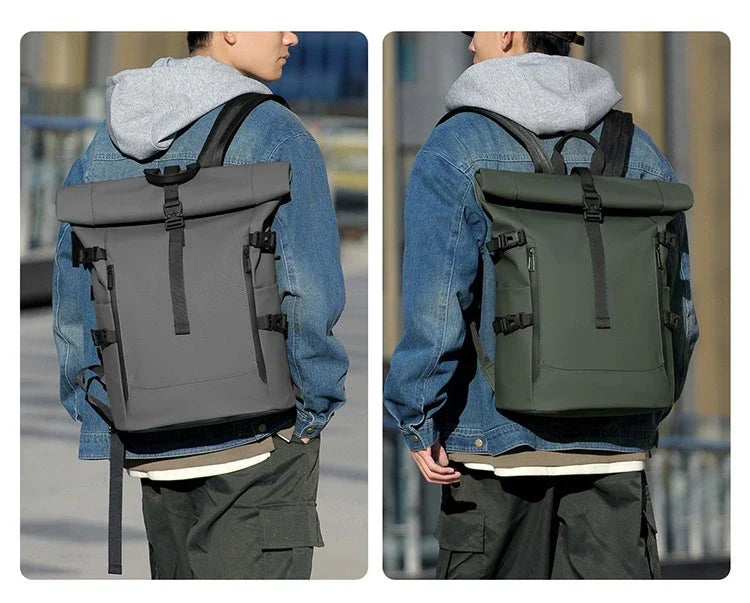New Shoulder Bag Men's Senior Sense of Business Computer Outdoor Leisure Rolled Edge Travel Backpack Fashion Commuting