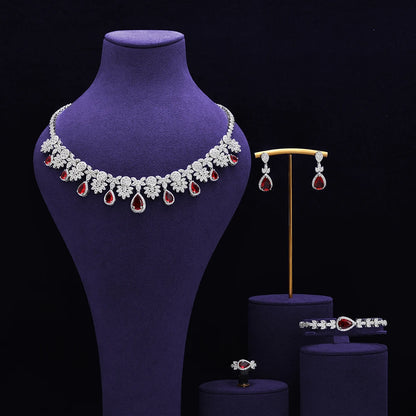 Bridal Zirconia Full Jewelry Set for Ladies Party Luxury Dubai Nigeria CZ Crystal Wedding Necklace Set