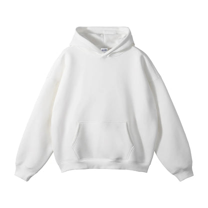 Thick 350gsm Fleece Hooded Hoodies For Men Unisex Winter Oversized Loose Basic Solid Sweatshirts Pullovers Coats HY0631
