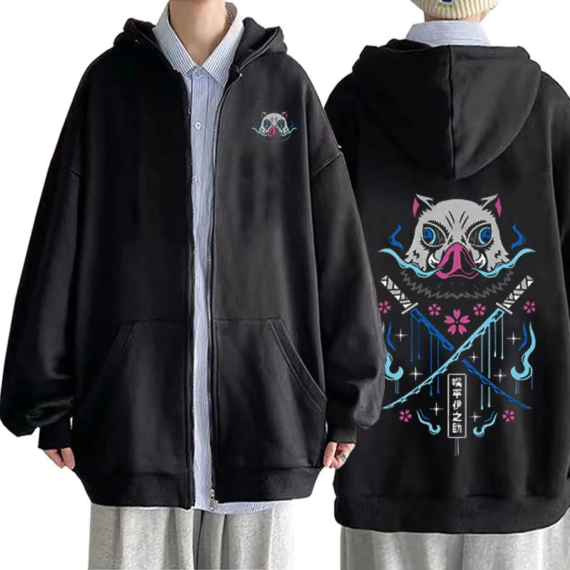 Anime Hoodies Men Women Kimetsu no Yaiba Kawaii Manga Sweatshirts Gothic Harajuku Hooded Pullover Casual Streetwear