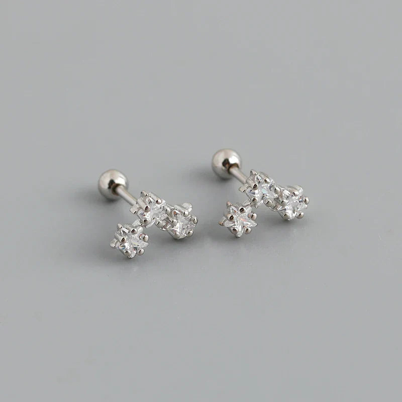 925 Sterling Silver Fashion Korean Petal Screw Bead Stud Earrings for Women Charm Ear Bone Piercing Jewelry Accessories