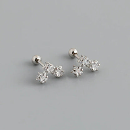 925 Sterling Silver Fashion Korean Petal Screw Bead Stud Earrings for Women Charm Ear Bone Piercing Jewelry Accessories