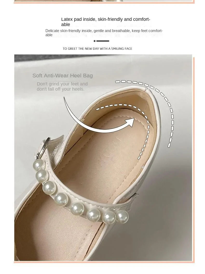 Girls Summer Fashion Princess Shoes Children Pearl Bow Tie Party Shoes Buckle Strap Velcro Sandals Mary Jane Breathable Sandals