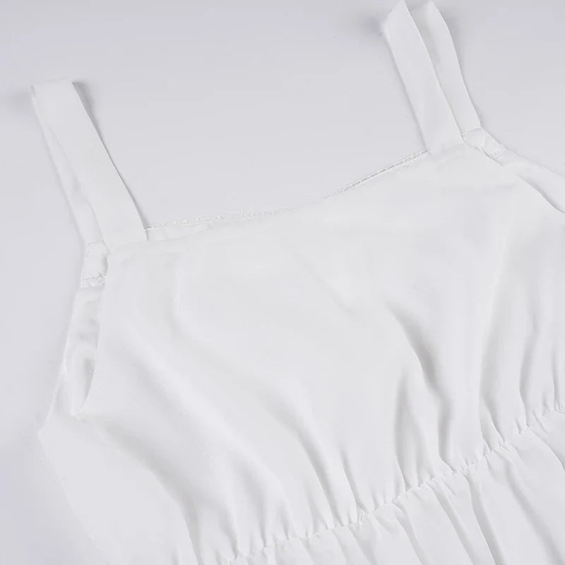 Sweet Lace Patchwork Bandage Ruffles Trim A-Tops Women's Solid Sheer Button Front Squre Neck Camisole All Match Vest