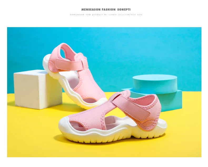 Kids Closed-Toe Sport Sandals Breathable Water Shoes Luxury Non-Slip Summer Beach Shoes Sandals for Toddler Boys Girls