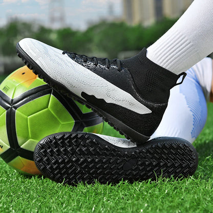 Men & Women TF Stud Football Boots, Anti-slip, Leather Material, Suitable for Student & Adult Training, Artificial & Natural Gra