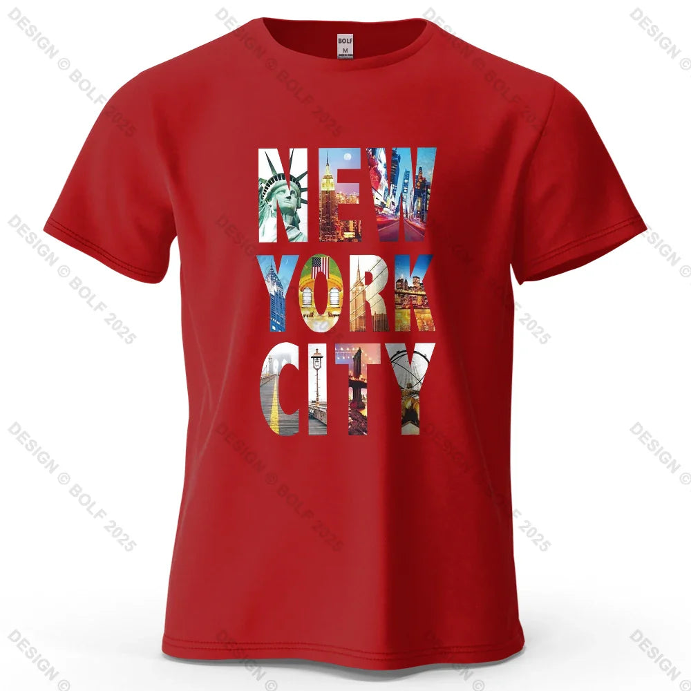 NYC Vibes Printed Men's T-Shirt 100% Cotton Oversized Urban Trendy Graphic Tees for Women Tops Tees Casual Streetwear