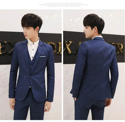 Western-Style Men's Suits Cross-Border Wholesale New Arrival Slimming Three-Piece Set Korean Version Business Professional Gown