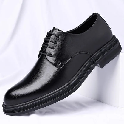 Men's 6cm/8cm Height Increase Breathable Hollow Out Oxford Dress Shoes Leather Formal Business Wedding Groom Shoes for Summer