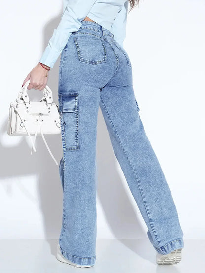 Women's Utility Denim Jeans - Multi-Pocket Work Pants