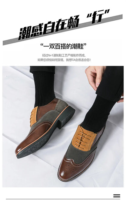 Retro Oxfords Shoes Men Classic Men's Dress Shoes Casual Business Social Brogues Shoes For Wedding