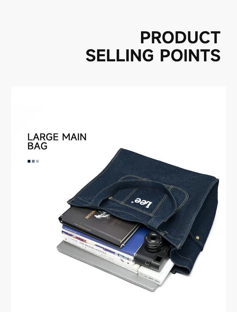 Multiple Pockets Large Capacity Denim Tote Bag Women Trend Commuting Work Shopping Ladies Jeans Handbag Utility Traveling