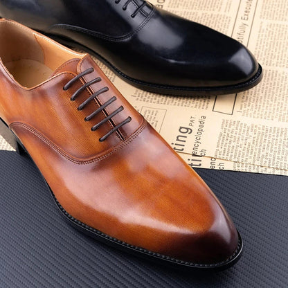 Men's Dress Shoes Handamde Leather Oxfords Shoe For Wedding Party Business Office Genuine Leather Formal Office Shoe