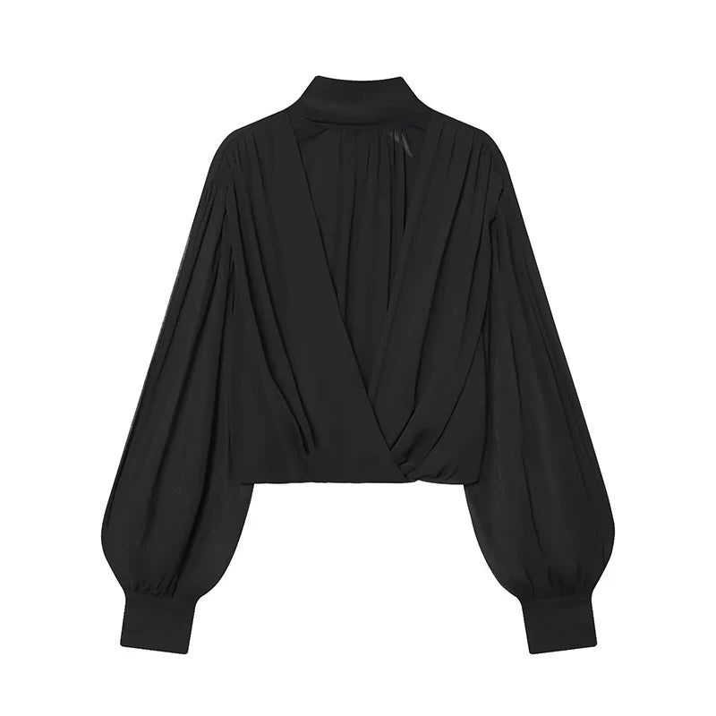 Women's 2026 New Perspective Shirts Tops Fashion Loose Long-Sleeved Elegant Spring Blouses Chic Youth Street Travel Blouses Tops