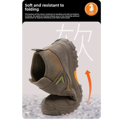 Welding Safety Shoes - Anti-Scald Steel Toe Boots for Men/Women, Anti-Smash & Puncture Proof, Wear-Resistant Suede Work Shoes