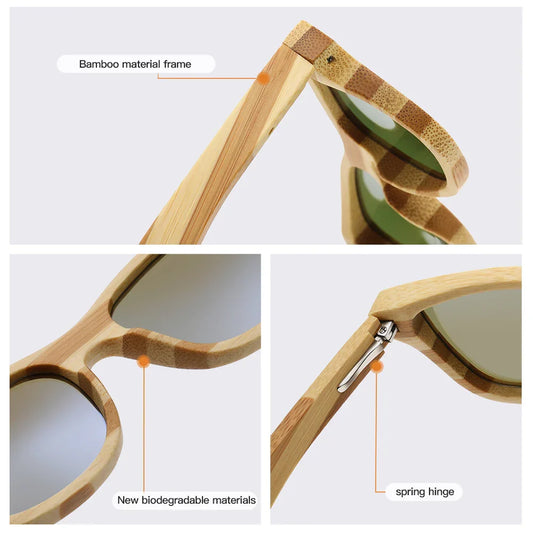 Natural Zebra bamboo adult sunglasses Manual polarized glasses Mirror coated lens Glasses Gift box 8621C