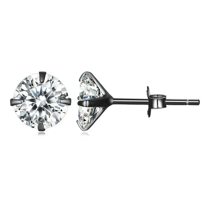 CZ Stud Earrings 925 Sterling Silver Platinum Plated Round Cubic Zirconia Hypoallergenic Barbell Earrings 4-7mm