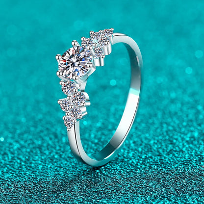 0.5ct 5mm Moissanite Ring for Women 925 Sterling Silver with White Gold Plated Lab Diamond Wedding Gemstone Bride Rings