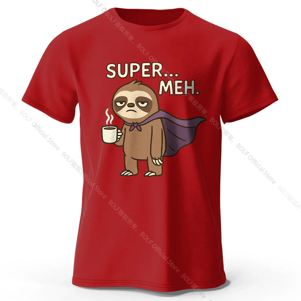 Men's Super Meh Printed T-Shirt 100% Cotton Oversized Apathetic Graphic Tees for Women Summer Tops Slacker Streetwear