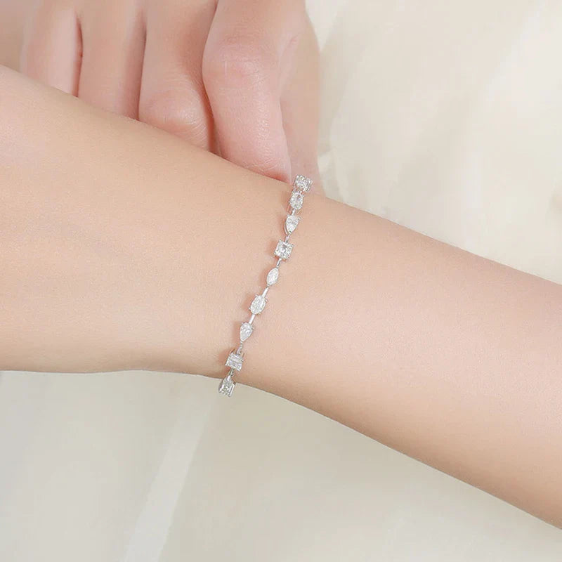 Full Pear Oval Marquise Cut Moissanite Tennis Bracelet for Women Men 925 Silver Pass Diamond Test Bangle Link Bracelets