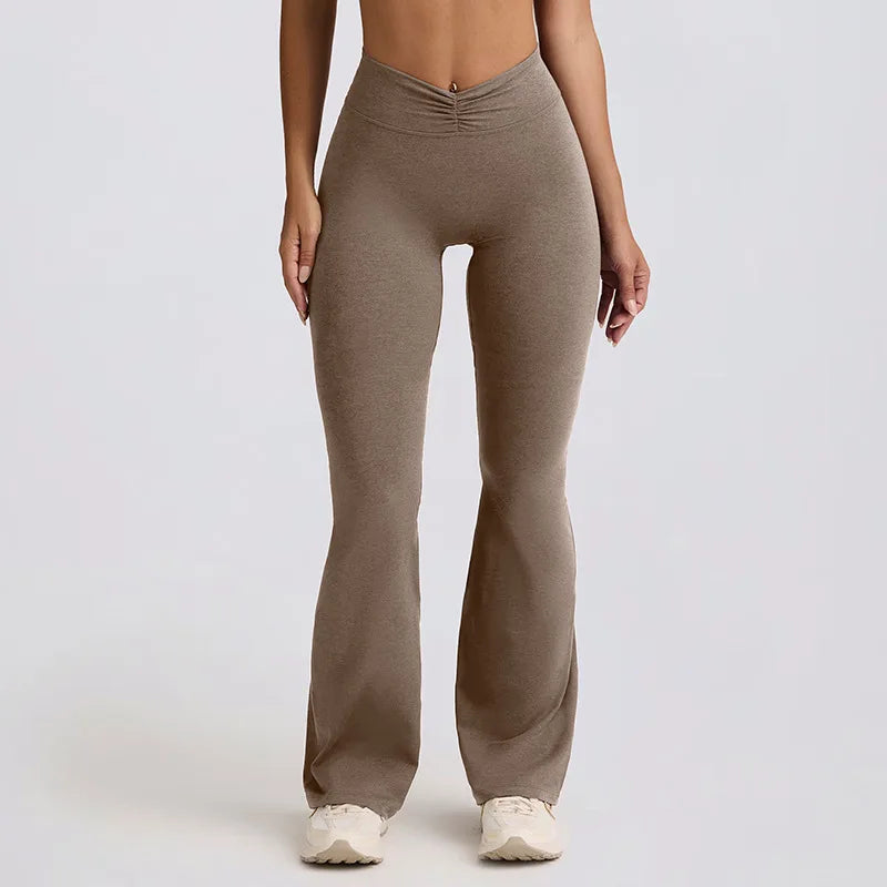 Women's Yoga Suits Camisole Backless Nude Beautiful Back Neck Hanging Bra Flared Pants Fitness Set