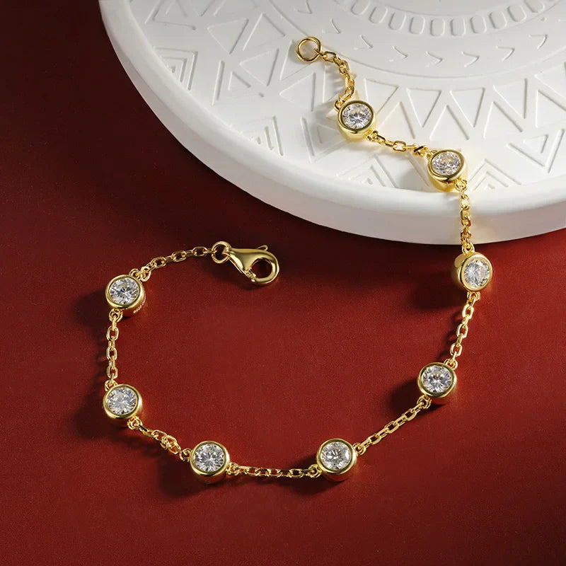 4mm 0.3CT Full Moissanite Tennis Bracelets For Women S925 Silver Plated 18K Gold Hand Chain Fine Jewelry with certificate