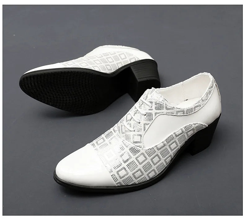 Men's High-heeled Leather Shoes Fashion Red Wedding Dresses Shoes For Men Luxury Formal Shoes Man zapatos de vestir