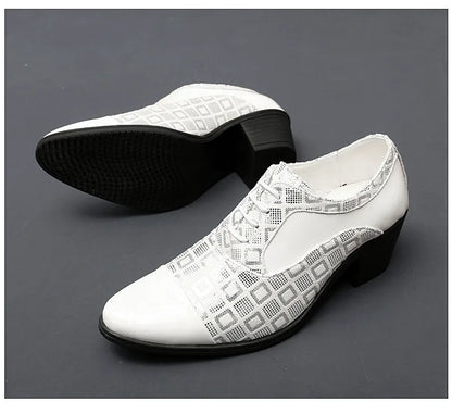 Men's High-heeled Leather Shoes Fashion Red Wedding Dresses Shoes For Men Luxury Formal Shoes Man zapatos de vestir