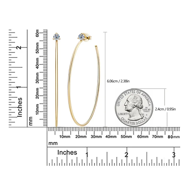 Sparkling Real D Color 0.3CT 4mm Big Moissanite Hoop Earrings For Women S925 Sterling Silver Diamond Earring Fine Jewelry