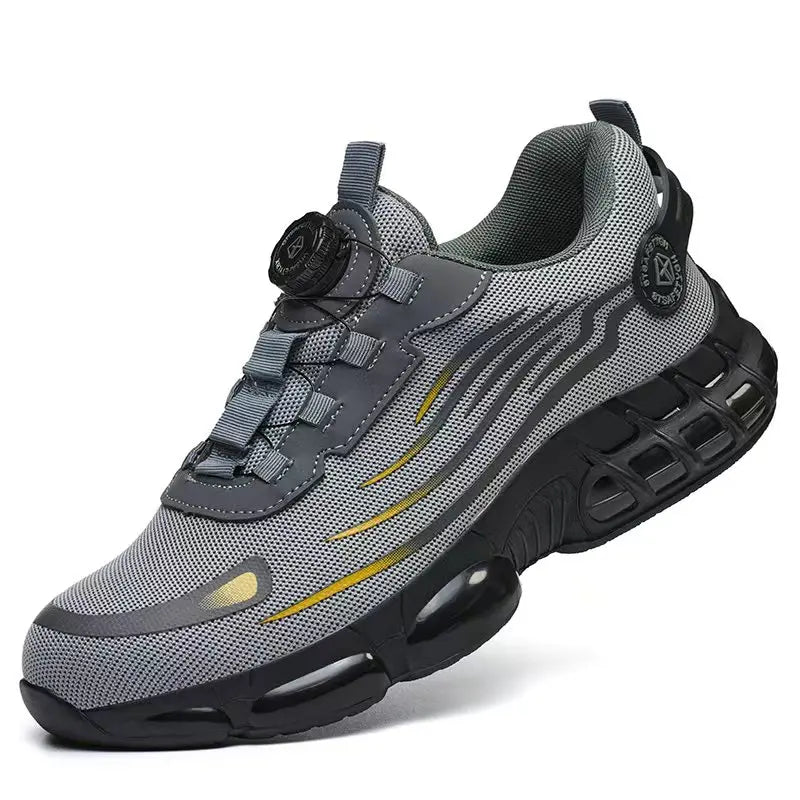 Men's Safety Shoes High Top Work Safety Shoes Steel Toe Sneakers Rotation Button Anti-smash Antipuncture Steel  Safety Boots