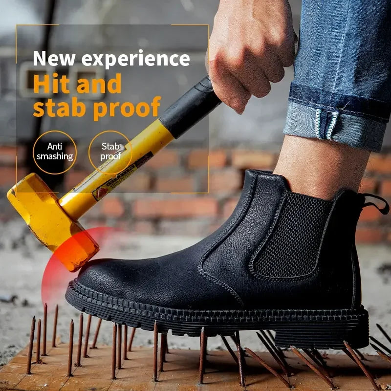 Anti Smashing Anti Piercing Steel Toe Boots Combat Anti Splashing Anti Slip Oil Wear Resistant Durable Labor Protection Shoes