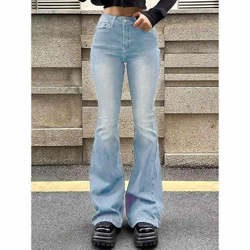High Waist Flared Jeans Girls Stretchy Bootcut Denim Pants