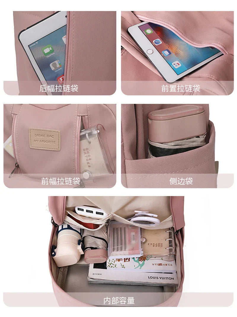 Solid Color Women Backpack High Quality Youth Waterproof Backpacks for Teenage Girls Female School Shoulder Bag Bagpack