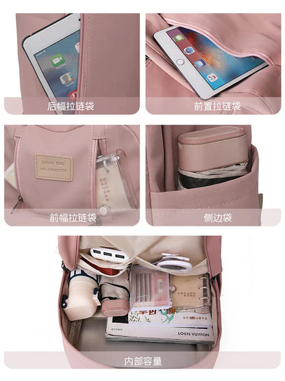 Solid Color Women Backpack High Quality Youth Waterproof Backpacks for Teenage Girls Female School Shoulder Bag Bagpack