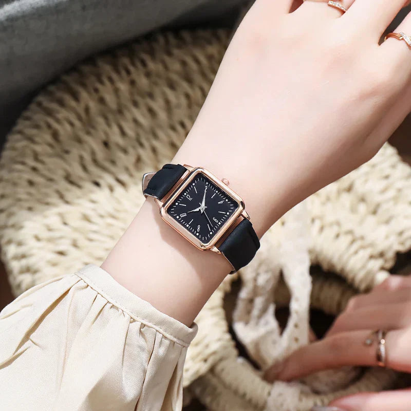 Fashion Square Women Watches Casual Leather Strap Ladies Wristwatches Clock Gift Reloj Mujer