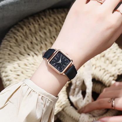 Fashion Square Women Watches Casual Leather Strap Ladies Wristwatches Clock Gift Reloj Mujer