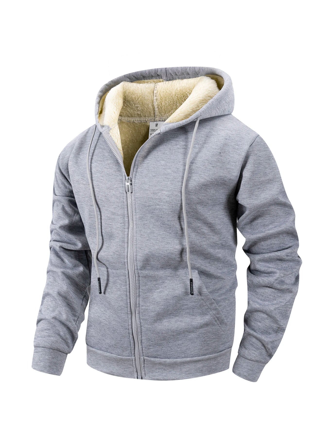 Winter Thick Fleece Zipper Hoodies Thicken Warm Jackets Long Sleeve Sweatshirts Casual Sports Fleece Black Coats Hooded Men Coat