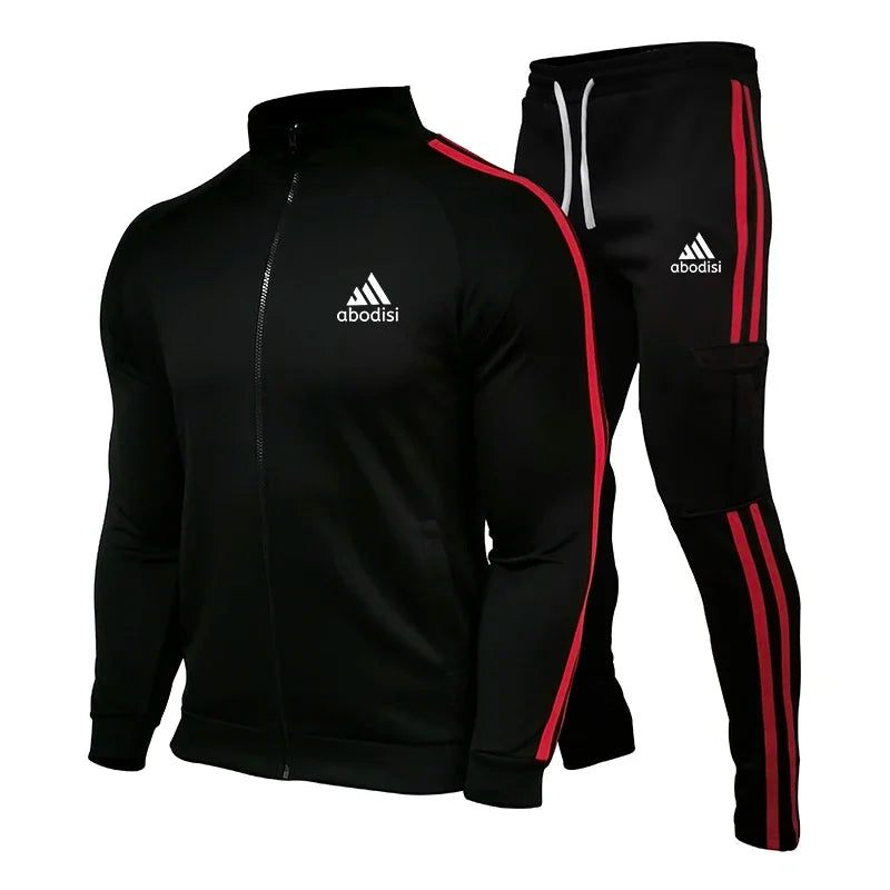 New Spring Fashion Casual Men Tracksuits Stripe Sportswear Men's Sets Jacket Casual Tracksuit Male Gyms Sweatshirt 2 Piece Set
