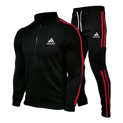 New Spring Fashion Casual Men Tracksuits Stripe Sportswear Men's Sets Jacket Casual Tracksuit Male Gyms Sweatshirt 2 Piece Set