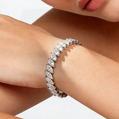 0.5CT Marquise Cut Certified Moissanite Tennis Bracelets for Women Sterling Silver S925 Plated 18k Gold Fine Jewelry